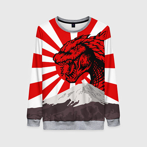 Женский свитшот Japanese Godzilla / 3D-Меланж – фото 1