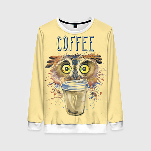 Женский свитшот Owls like coffee / 3D-Белый – фото 1