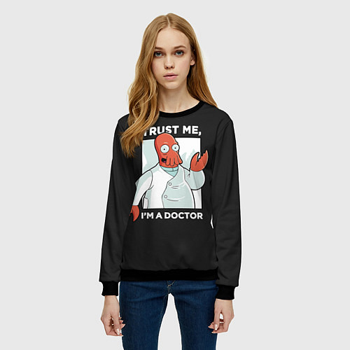 Женский свитшот Zoidberg: Trust Me / 3D-Черный – фото 3