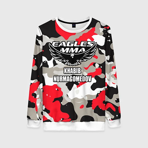 Женский свитшот Khabib Nurmagomedov: Red Camo / 3D-Белый – фото 1