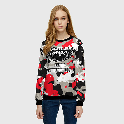 Женский свитшот Khabib Nurmagomedov: Red Camo / 3D-Черный – фото 3