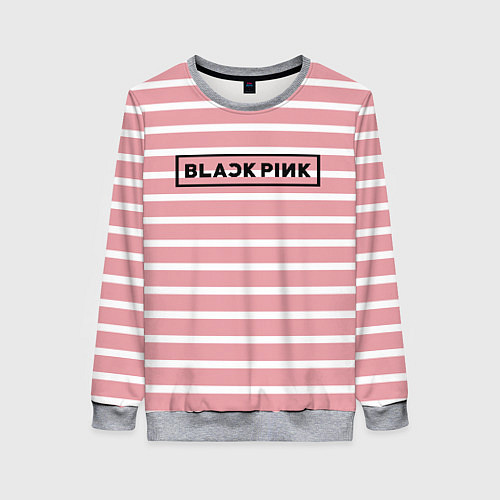 Женский свитшот Black Pink: Striped Geometry / 3D-Меланж – фото 1