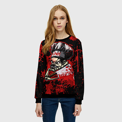 Женский свитшот Pudge Chef / 3D-Черный – фото 3