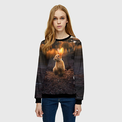 Женский свитшот Солнечный зайчик / 3D-Черный – фото 3