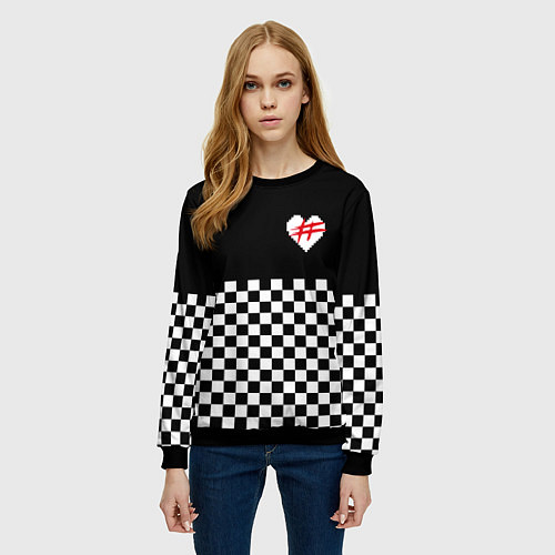 Женский свитшот ФРЕНДЗОНА: ЧБ / 3D-Черный – фото 3