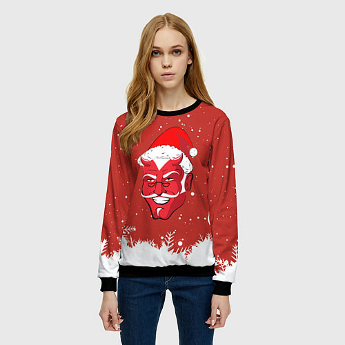 Женский свитшот Сатана Санта / 3D-Черный – фото 3