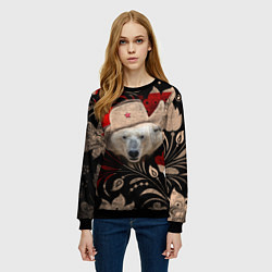 Свитшот женский Медведь в ушанке, цвет: 3D-черный — фото 2