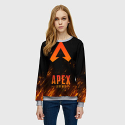 Свитшот женский Apex Legends: Orange Flame, цвет: 3D-меланж — фото 2