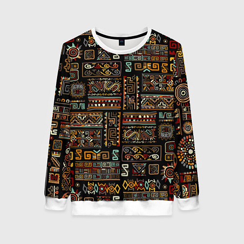 Женский свитшот Этнический орнамент - Африка / 3D-Белый – фото 1