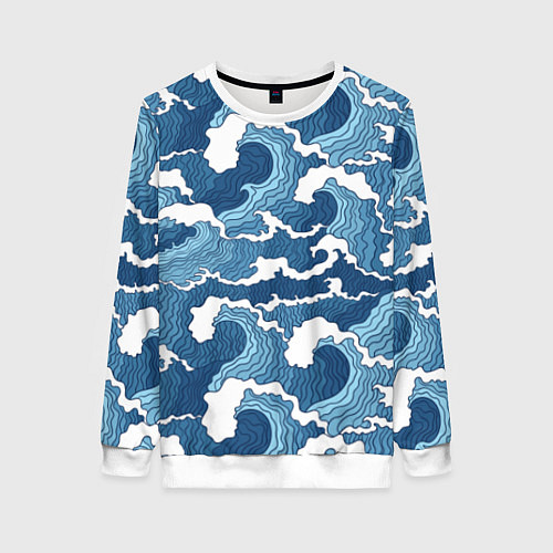 Женский свитшот Морские волны графика / 3D-Белый – фото 1