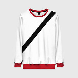 Свитшот женский Ремень безопасности - черная полоса прикол на бело, цвет: 3D-красный