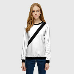 Свитшот женский Ремень безопасности - черная полоса прикол на бело, цвет: 3D-черный — фото 2