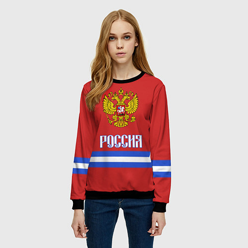 Женский свитшот Хоккей: Россия / 3D-Черный – фото 3