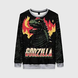 Свитшот женский Flame Godzilla, цвет: 3D-меланж