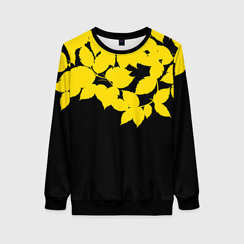 Женский свитшот Желтые Листья - Минимализм / 3D-Черный – фото 1