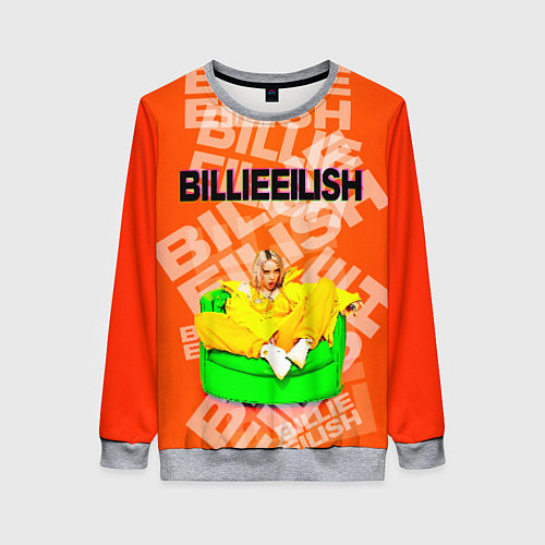 Женский свитшот Billie Eilish: Orange Mood / 3D-Меланж – фото 1
