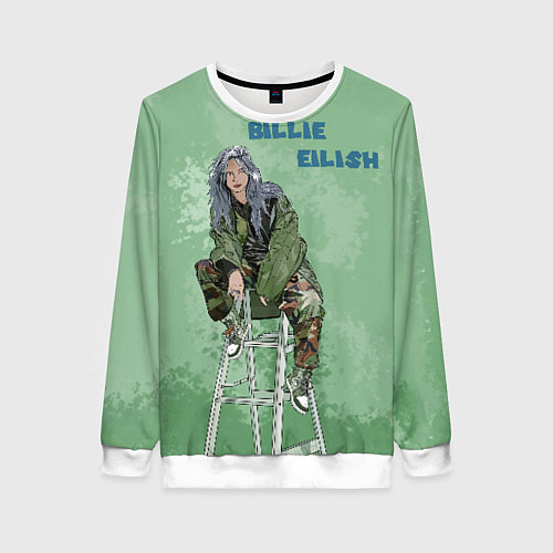 Женский свитшот Billie Eilish: Green Motive / 3D-Белый – фото 1