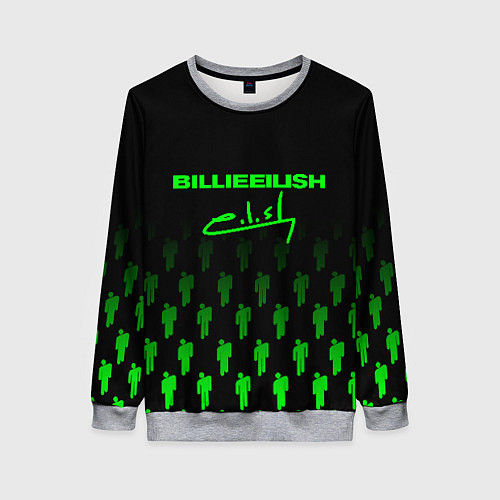 Женский свитшот Billie Eilish: Green & Black Autograph / 3D-Меланж – фото 1