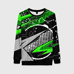 Свитшот женский Black and green corners, цвет: 3D-черный
