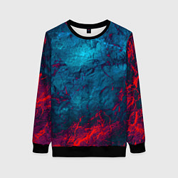 Свитшот женский Blue and Red abstract, цвет: 3D-черный