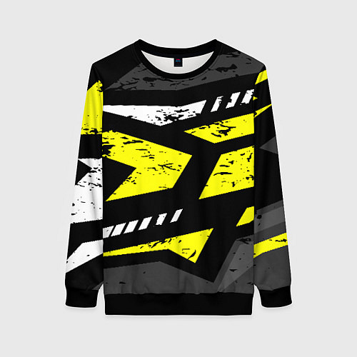 Женский свитшот Black yellow abstract sport style / 3D-Черный – фото 1