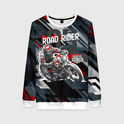 Свитшот женский Road rider мотоциклист, цвет: 3D-белый