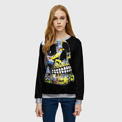 Свитшот женский Graffiti - Skull, цвет: 3D-меланж — фото 2