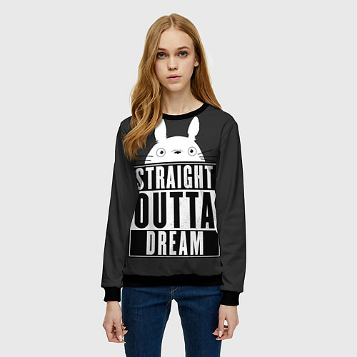 Женский свитшот Тоторо Straight outta dream / 3D-Черный – фото 3