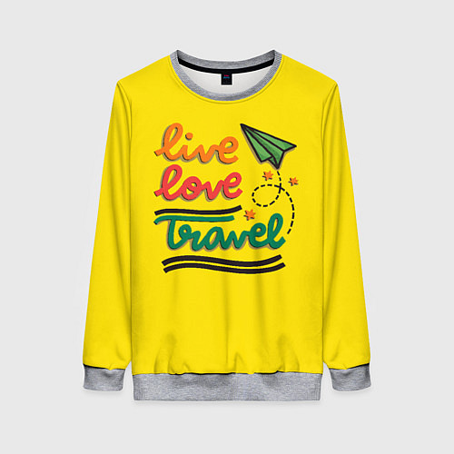 Женский свитшот Жизнь, любовь, путешествия / 3D-Меланж – фото 1