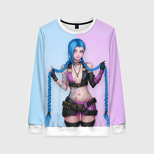 Женский свитшот League of Legends Jinx / 3D-Белый – фото 1