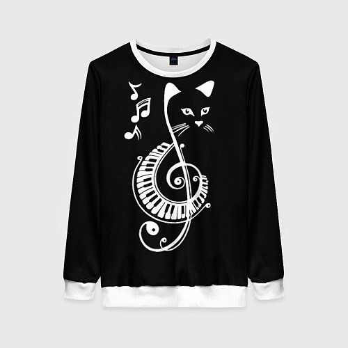 Женский свитшот Музыкальный кот / 3D-Белый – фото 1