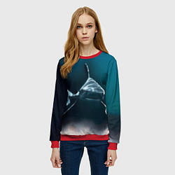 Свитшот женский Акула, цвет: 3D-красный — фото 2