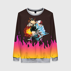 Свитшот женский MY HERO ACADEMIA разноцветное пламя, цвет: 3D-меланж