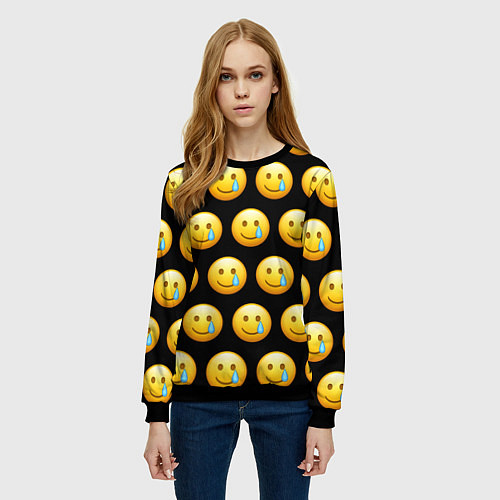 Женский свитшот New Emoji / 3D-Черный – фото 3