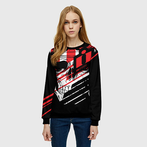 Женский свитшот Череп Icon красный / 3D-Черный – фото 3