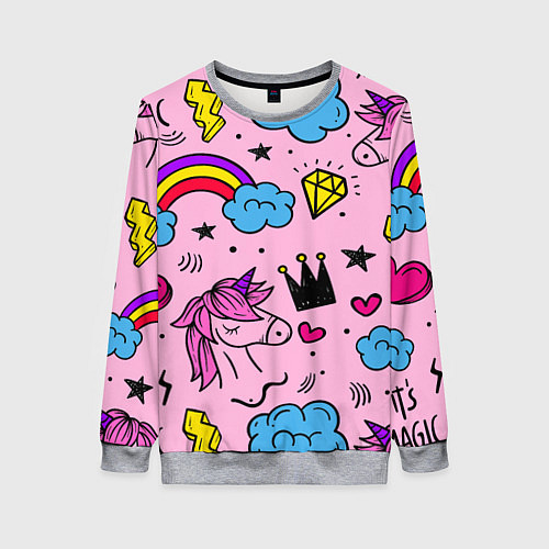 Женский свитшот Единороги / 3D-Меланж – фото 1