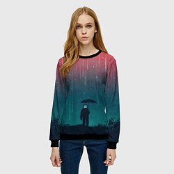 Свитшот женский Космический Дождь, цвет: 3D-черный — фото 2