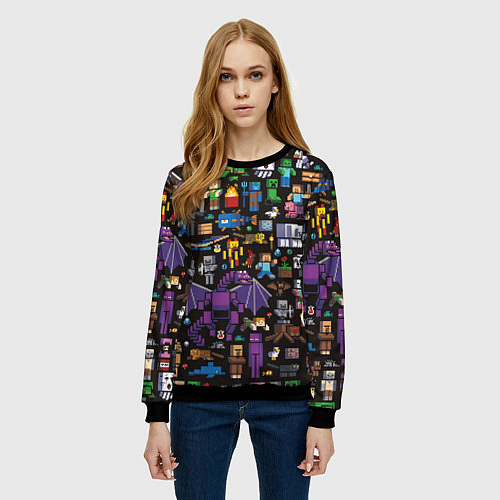 Женский свитшот MINECRAFT / 3D-Черный – фото 3