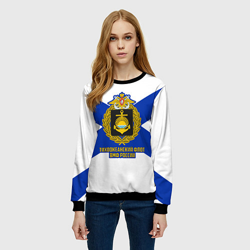 Женский свитшот Тихоокеанский флот ВМФ России / 3D-Черный – фото 3