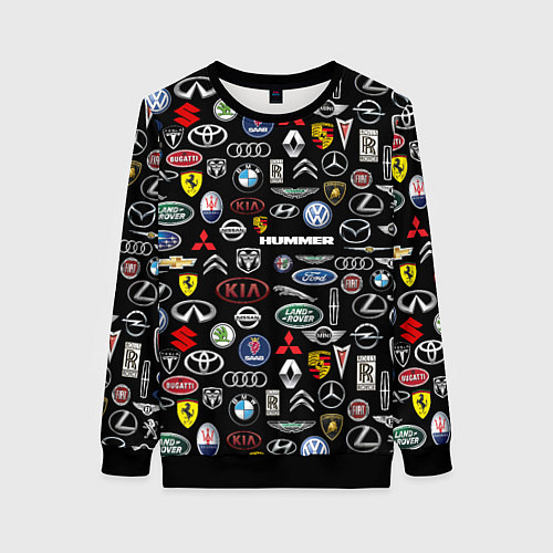Женский свитшот ЛОГОТИПЫ АВТО БРЕНДОВ / 3D-Черный – фото 1