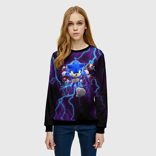 Женский свитшот SONIC / 3D-Черный – фото 3