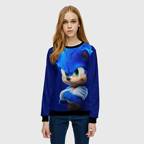 Женский свитшот SONIC / 3D-Черный – фото 3