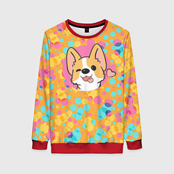 Свитшот женский Милый корги, цвет: 3D-красный