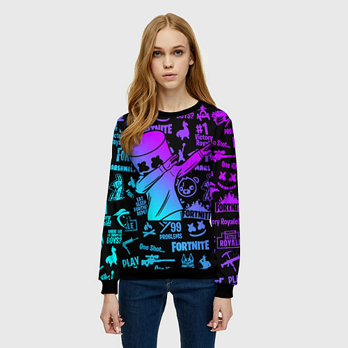 Женский свитшот FORTNITE X MARSHMELLO / 3D-Черный – фото 3