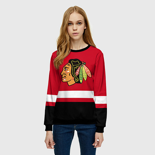 Женский свитшот Chicago Blackhawks / 3D-Черный – фото 3