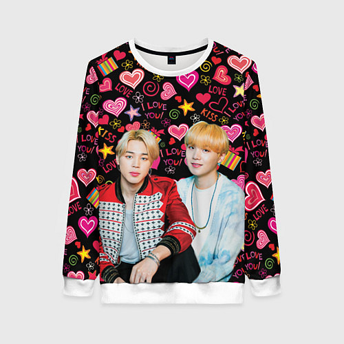 Женский свитшот BTS: Юнмины Чимин и Юнги / 3D-Белый – фото 1