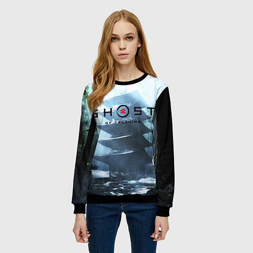 Женский свитшот Ghost of Tsushimа / 3D-Черный – фото 3