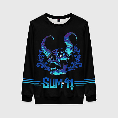 Женский свитшот Horned skull / 3D-Черный – фото 1