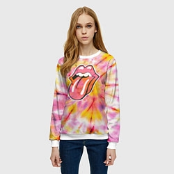 Свитшот женский Rolling Stones tie-dye, цвет: 3D-белый — фото 2