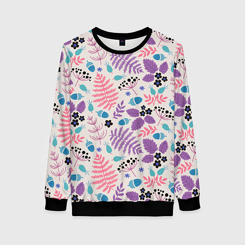 Женский свитшот Forest leaves invert / 3D-Черный – фото 1